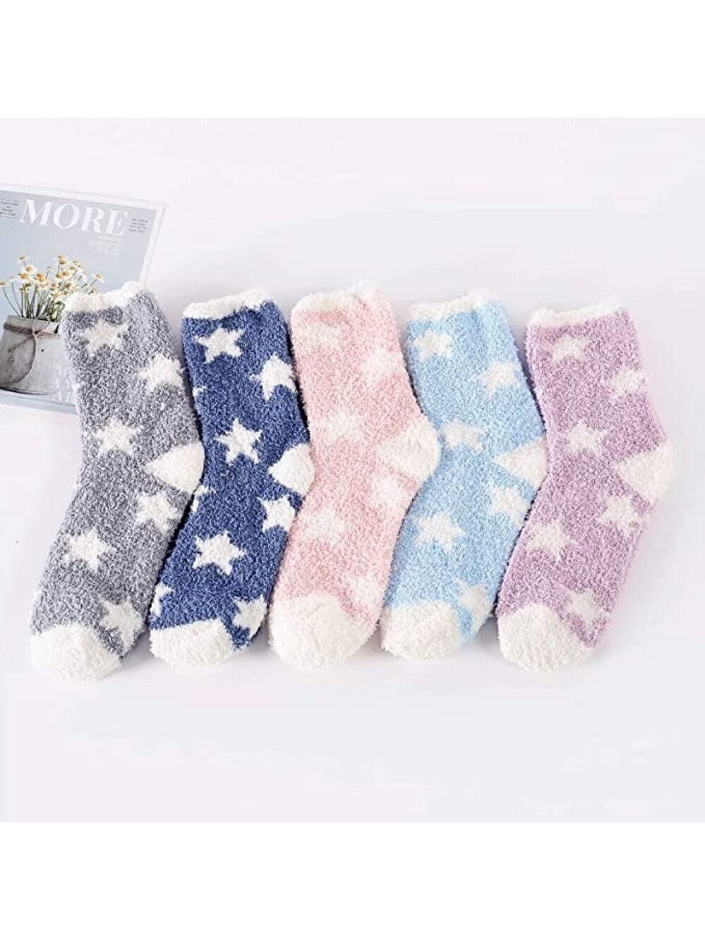𝅺5 Pairs Luxury Soft Fluffy Fuzzy Socks Warm Winter Fall Thick Cozy Sleep NWT